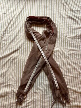 Light Brown Fringe Scarf/Wrap with Subtle Trim